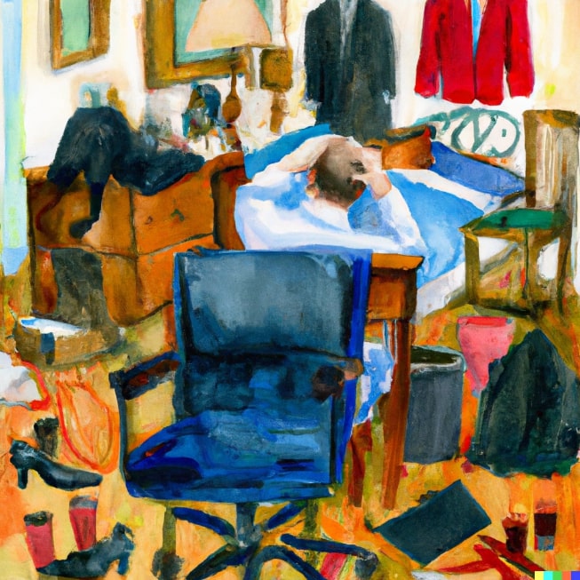 An Oil Painting Of A Messy Room